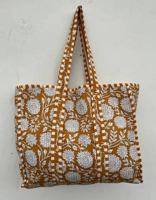 bhavnas boutique - Colorful Travel Bag Floral Hand Block Printed Beautiful Bags
