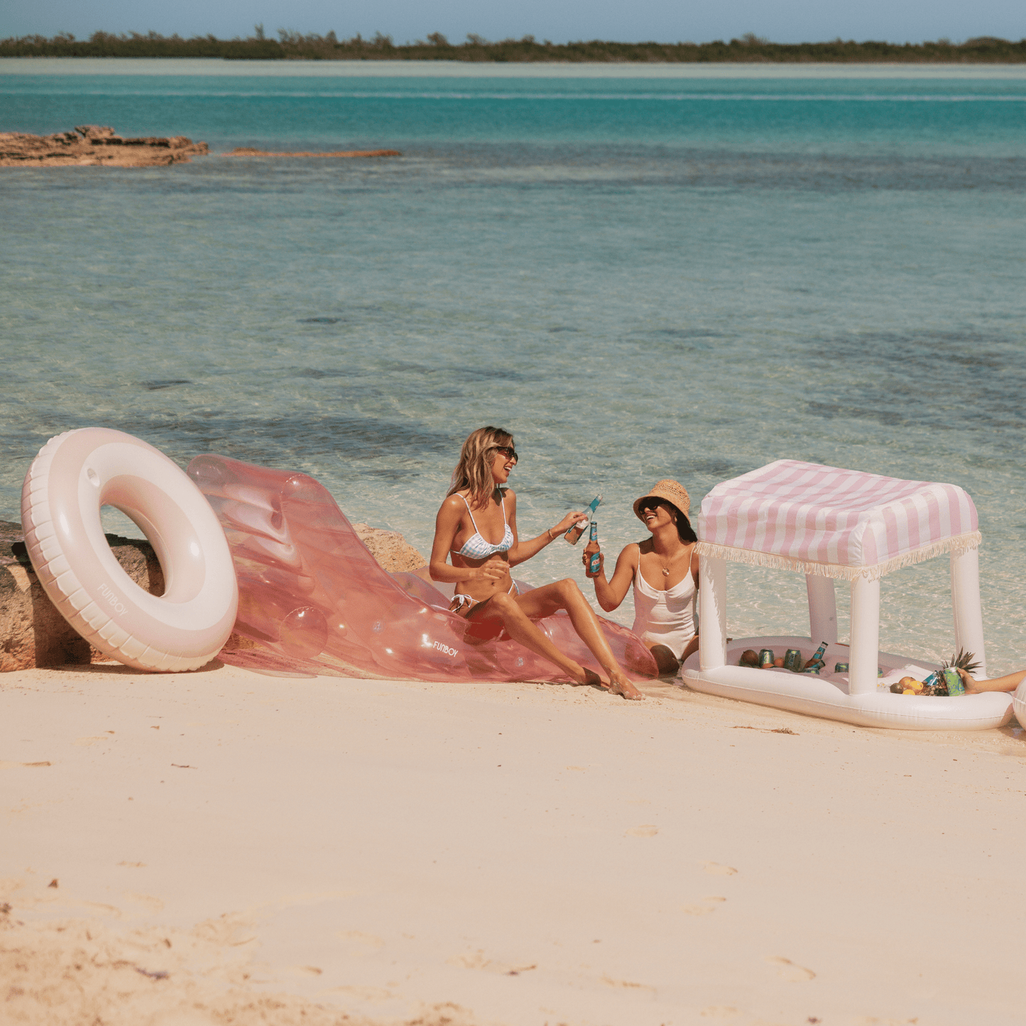 Pink Striped Tube Float