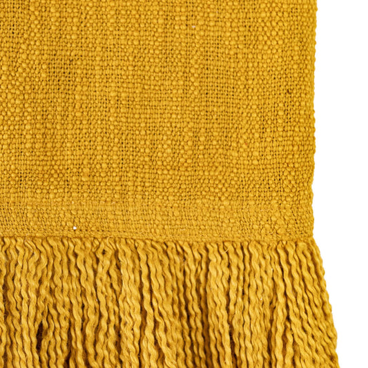 Foreside Home & Garden - Mattie Hand Woven Fringed Throw Blanket Mustard Cotton