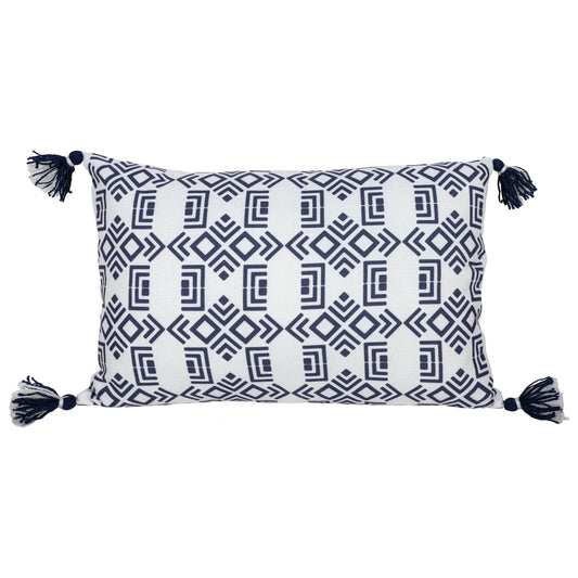 Sage 14x22 Geo Outdoor Indoor Filled Pillow Navy