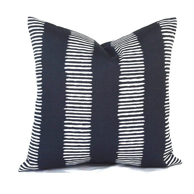 Blue Dash Navy Outdoor Pillow