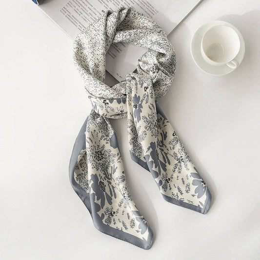 Scarvii - Botanical Square Scarf: BLUE