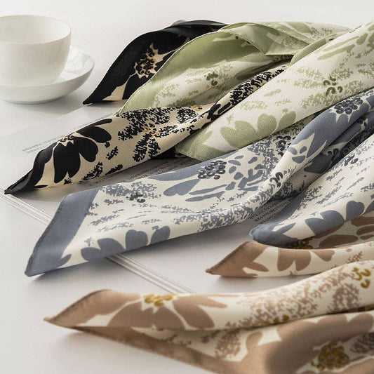 Scarvii - Botanical Square Scarf: BLUE