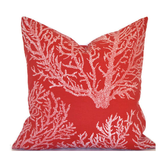 Sea Coral Red Outdoor Pillow